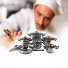 18 10 Covered Stainless Pots Cookware Steel 12 Gourmet Piece Set