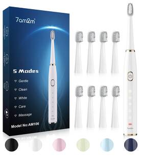 7am2m Us-am106-white New Sonic Electric Toothbrush For Adults And 1 Count Pack Of White