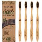90630 Isshah Bamboo Toothbrush Biodegradable Natural Charcoal Pack Of 804081590630
