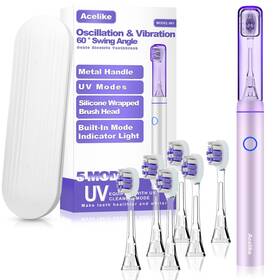 Acelike 658370876321 Metal Electric Toothbrush With Uv Mode Vibration 1 Count Pack Of Rose