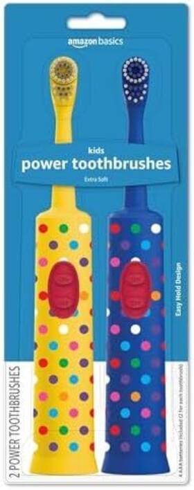 Bl254 Amazon.com Services Llc. Basics Kids Battery-powered Toothbrush 2 Counts 1 Pack Solimo