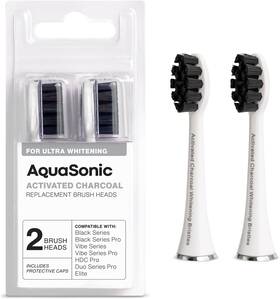 Aquasonic 726084613782 2-pack Activated Charcoal Brush Heads - Ultra Whitening