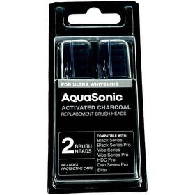 Aquasonic 810016712954 Activated Charcoal Replacement 2 Brush Heads For Ultra Whitening