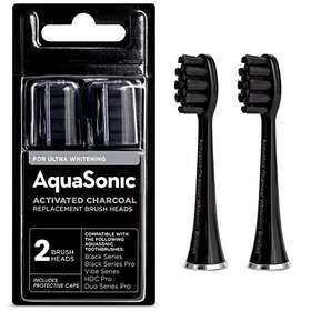 Aquasonic 810016712978 2-pack Activated Charcoal Brush Heads - Ultra Whitening 2x Whit