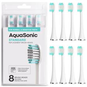 Aquasonic 810016716525 Replacement Brush Heads - 8 Pack For Normal And Sensitive Teeth