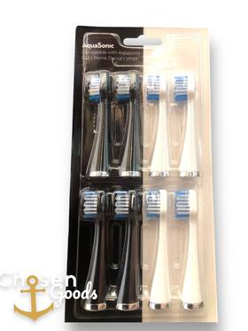 X002hy3ge5 Aquasonic Duo Replacement Heads 8 Pk Black And White Toothbrush Nylon Bristles