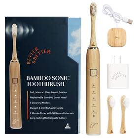 Better & 850029558248 Sonic Bamboo Electric Toothbrush For Adults Rechargeable To