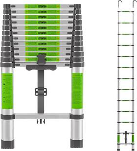 Jsd001 Bisrew Telescoping Ladder 12.5 Ft With 11.8 In Step Silver/black