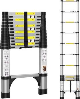 Bj0412 Boweiti 12.5ft Telescoping Ladder Portable Aluminum Silvery