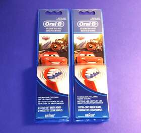 91000871 Braun Oralb Disney Cars Kids Extra Soft 2 Replacement Toothbrush Packs Total