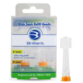 01025-prt Brilliant Replacement Brush Heads For Kid Sonic Toothbrush Characters 2ct Yellow