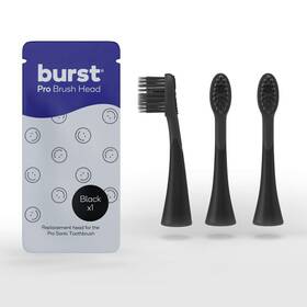 Burst 850000243491 Pro Sonic Electric Toothbrush Genuine Replacement Heads Black/3 Pack