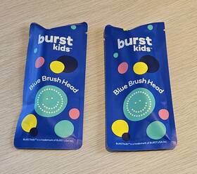 Burst 850000243910 Kids Toothbrush Replacement Heads Blue Pack Of 2