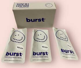 Burst 850032281546 Lot Of 3 Electric Toothbrush Replacement Brush Heads - White Sealed