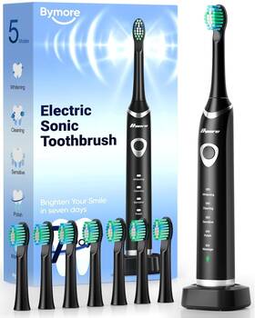 M306 Bymore Electric Toothbrush For Adults Travel Sonic 1 Count Pack Of Black
