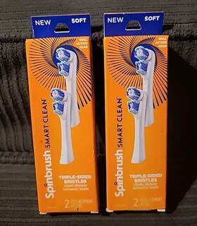 Clean 763778001432 Spinbrush Smart Triple-sided Soft 4 Replacement Heads Total