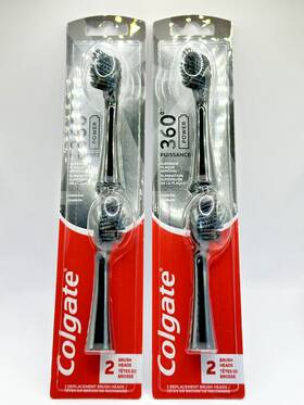 Colgate 035000990112 4 Power 360 Toothbrush Charcoal Heads Brushes Replacement 2 Packs New