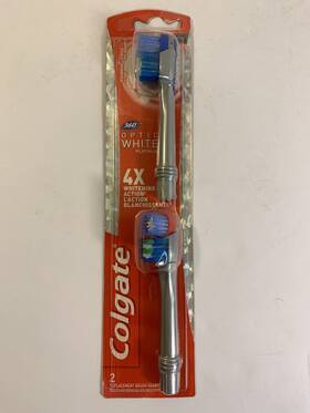 Naoprfsopba1 Colgate 360 Optic White Platinum Replacement Brush Heads 2 Count Silver/blue