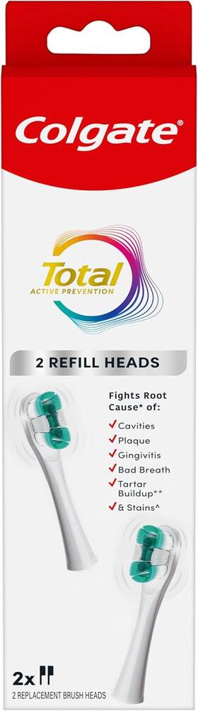 61045568 Colgate-palmolive Total Battery Replacement Toothbrush Heads 2 Pack