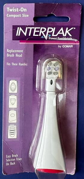 Conair Interplak 085452121602 Power Toothbrush Replacement Head Twist-on Compact Size New