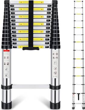 166570-5334-1526223621 Cuilvu Telescoping Ladder 16.5ft Telescopic Extension Silver Or Aluminum