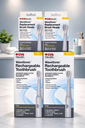 Cvs 050428104101 New-cvs Wavesonic Toothbrush Lot 2 Gray With Replacement Heads