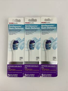 Cvs 050428278093 3 Pack Health Smilesonic Gum Defense Replacement Brush Heads
