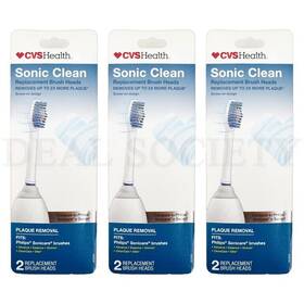 Cvs 050428350126 Health Sonic Clean Replacement Brush Heads 2 Count Each Lot Of 3