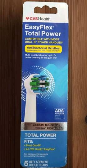 Cvs 050428421000 Easy Flex Total Power Health 5 Tooth Brush Heads Comp Oral-b Precision Clean