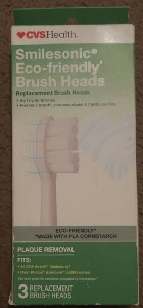 Cvs 050428651001 Health Smile Sonic Eco-friendly Replacement Brush Heads 3 Ct