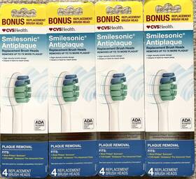 Cvs Philips Sonicare 050428614945 4packages Smilesonic Antiplaque Replacement Brush Heads-tot 16 Heads