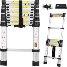 Dajianglx 748305941900 10.5ft Telescoping Ladder With Tool Tray Extension 10.5 Ft Silver
