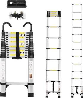 Dj1207st-5m Dajianglx 16.5 Ft Telescoping Ladder Lightweight 16.5ft With Tool Box Silver