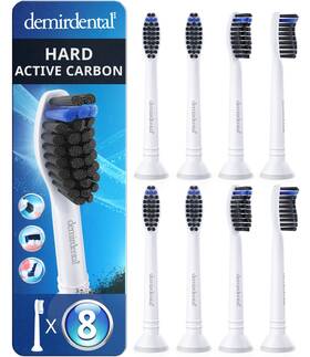 Demirdental 260761081571 Toothbrush Heads Active Charcoal Hard Compatible With Philips Sonicare Toothb