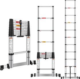 Dezex 733561682261 10.5 Ft Stainless Steel Telescoping Ladders Silver