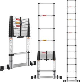 Dezex 733561682278 12.5 Ft Stainless Steel Telescoping Ladders Silver