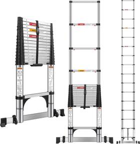 Dezex 740117396565 15.5 Ft Telescoping Ladders Stainless Steel - A Button Silver