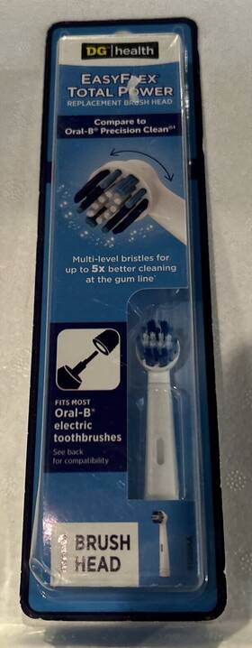 Dg Health 071031322539 Easy Flex Total Power Electric Toothbrush Replacement Brush Head 1 Ct