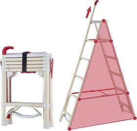 Diamondforge 850074681595 Step-triggered Auto Retraction Telescoping Extension 6.5 Ft Red And White