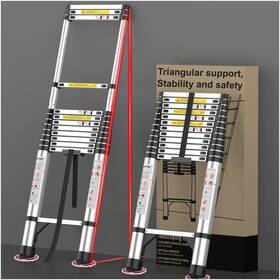 Tl28p5msl Diamondforge Telescoping Ladder Extension Telescopic Collapsible - 16.5 Ft Silver Black