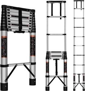 Diolove 783970728463 Telescoping Ladder 12.5ft Portable Multi-purpose 12.5 Black And Silver