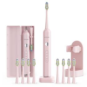 Ws-7008 Eceolan Sonic Electric Power Toothbrush For Adults 1 Count Pack Of Pink