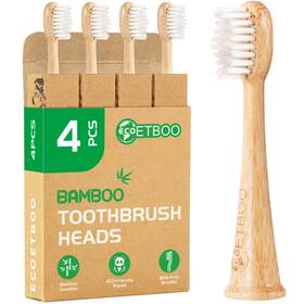Ecoetboo 706511412218 Bamboo Toothbrush Heads 4 Pcs Electronic 1 Count Pack Of White