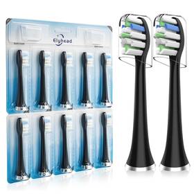 Ey-aqb02 Elyhead Toothbrush Replacement Heads Compatible With 10 Count Pack Of 1 Black