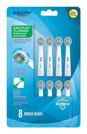Equate 681131448956 Flossing Replacement Toothbrush Heads Bacteria Defense Bristles 8 Ct