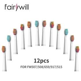 Fw-04 Fairywill 12pcs Brush Heads Replacement For Electric Toothbrush 508/507/917/659