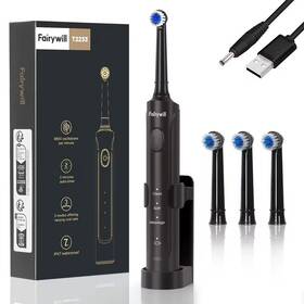 T2233 Fairywill Electric Sonic Toothbrush 4 Replacement Heads Rechargeable