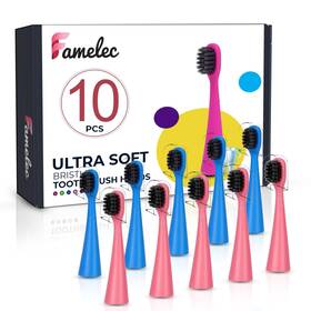 Famelec 739597554428 10pcs For Burst Kids Replacement Heads Perfect Fit Toothbr