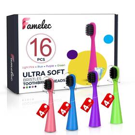 Famelec 739597556972 16 Pack Electric Toothbrush Heads For Burst Kids Replacement U