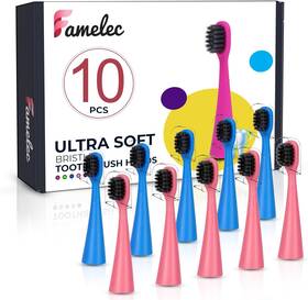 Famelec 744110828559 10pcs Ultra Soft Bristle Compatible With Burst Kids Replacement Heads 3 T
